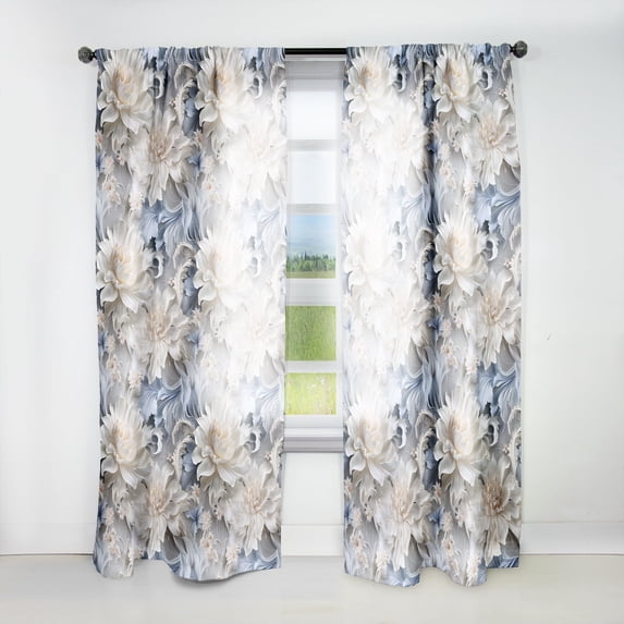 Designart "Ethereal Flourishing Rococo XXIX" Botanical Traditional Curtain, Floral Panel