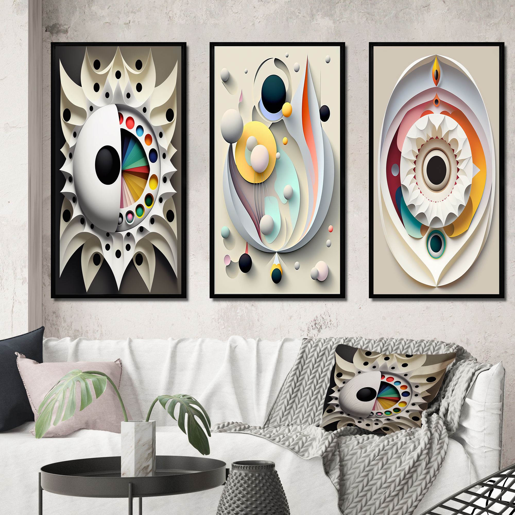 Designart "Ethereal Séance Visions IV" Modern Geometric Framed Wall Art
