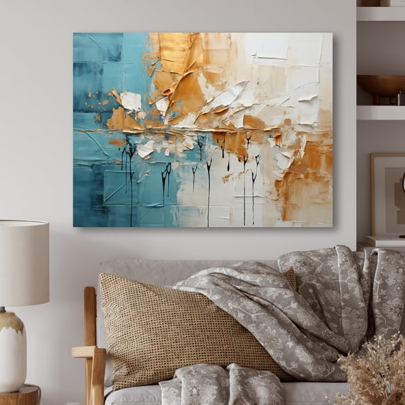 Designart "Ethereal Textures I" Abstract Collages Metal Art Living Room