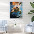 thumbnail image 1 of Designart "Ethereal Underwater Turtle Meeting I" Animals Turtle Floater Framed Wall Decor, 1 of 5