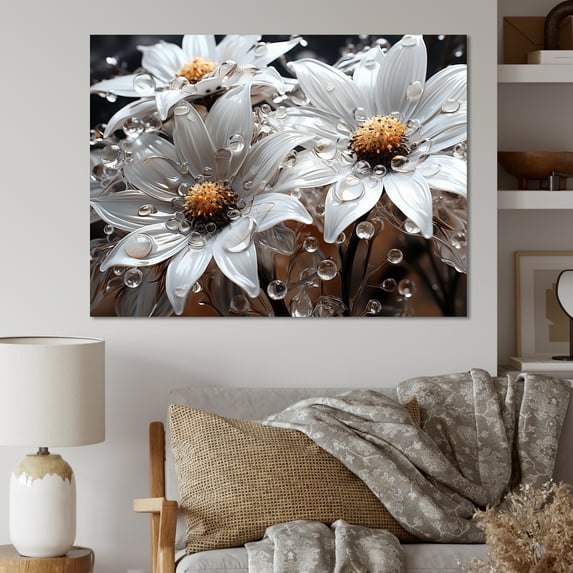 Designart "Ethereal White Sunflower Glow" Sunflowers Wall Art Prints