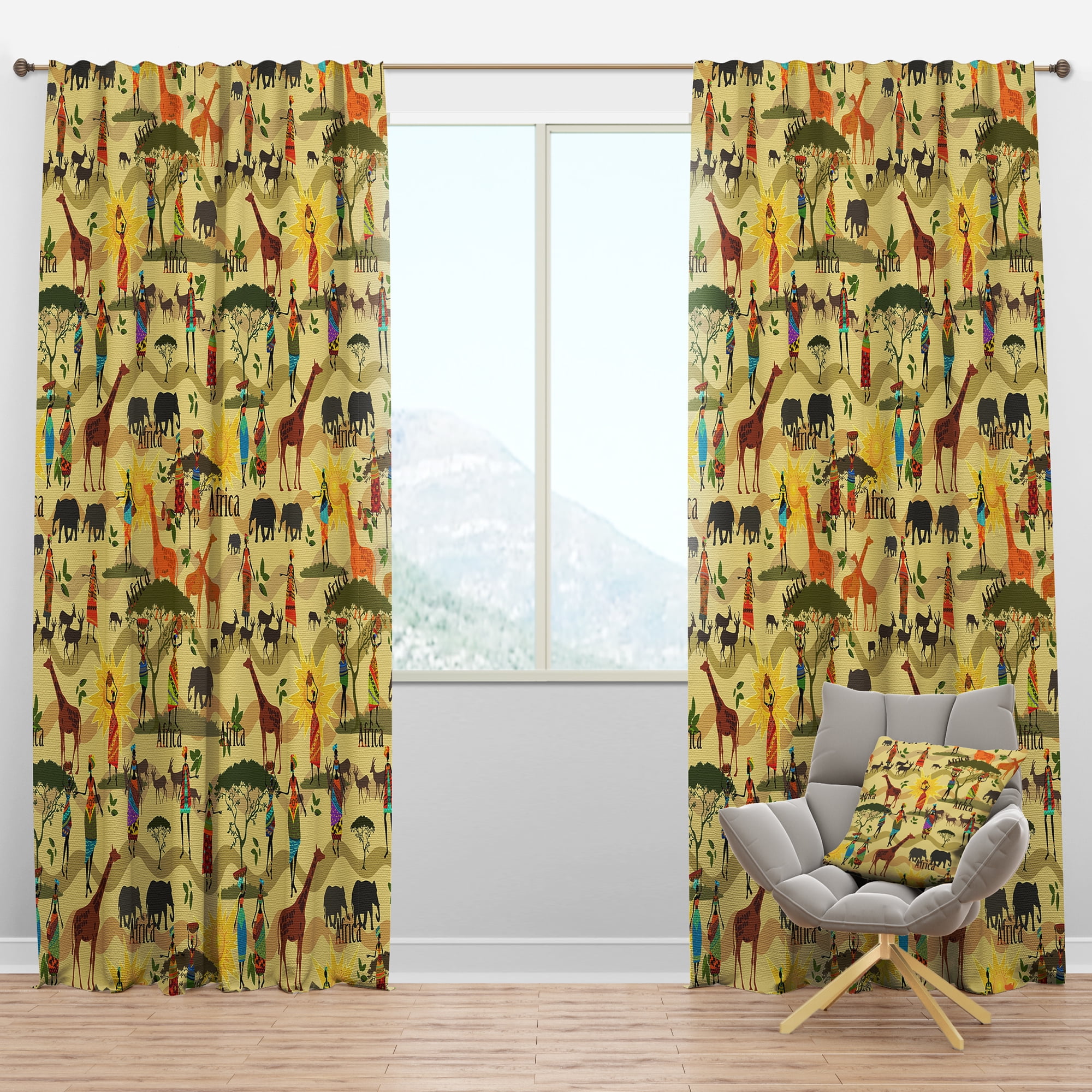 Designart 'Ethnic African Abstract Texture' Tropical Blackout Curtain Panel
