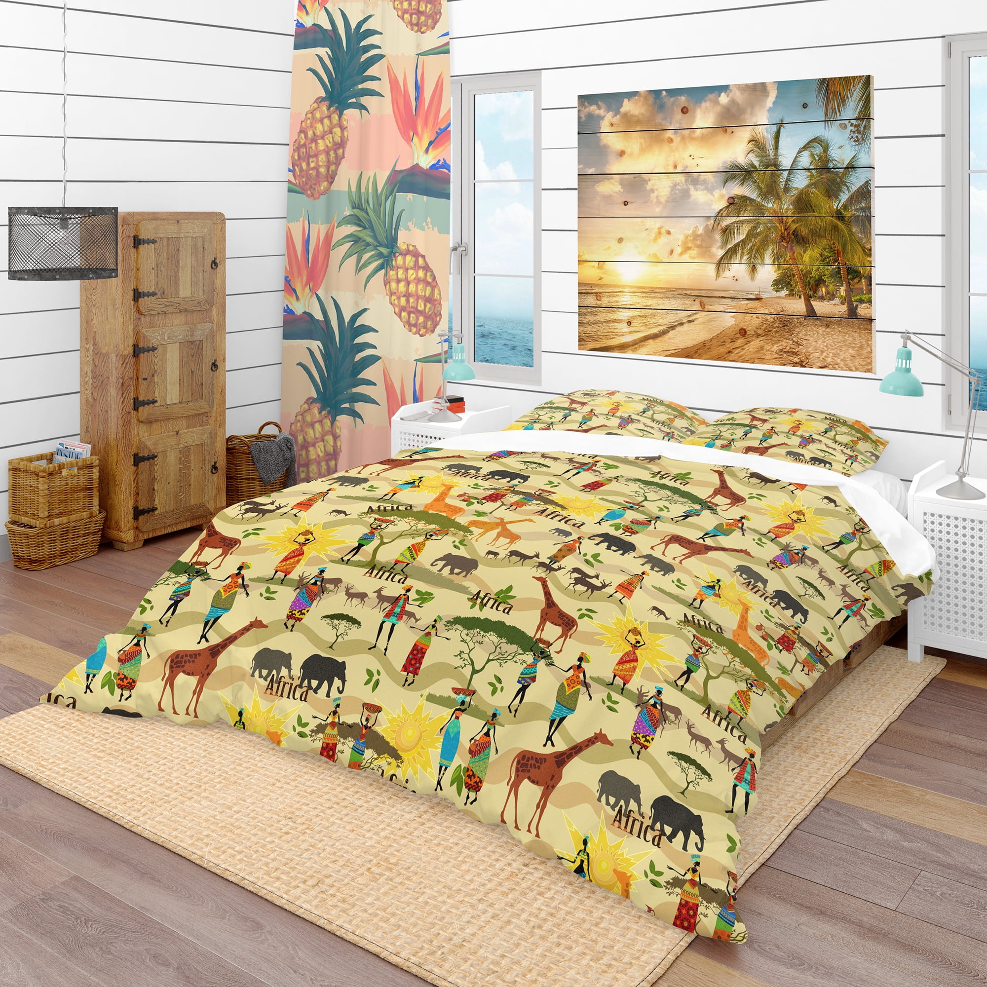 Designart 'Ethnic African Texture' Tropical Duvet Cover Set