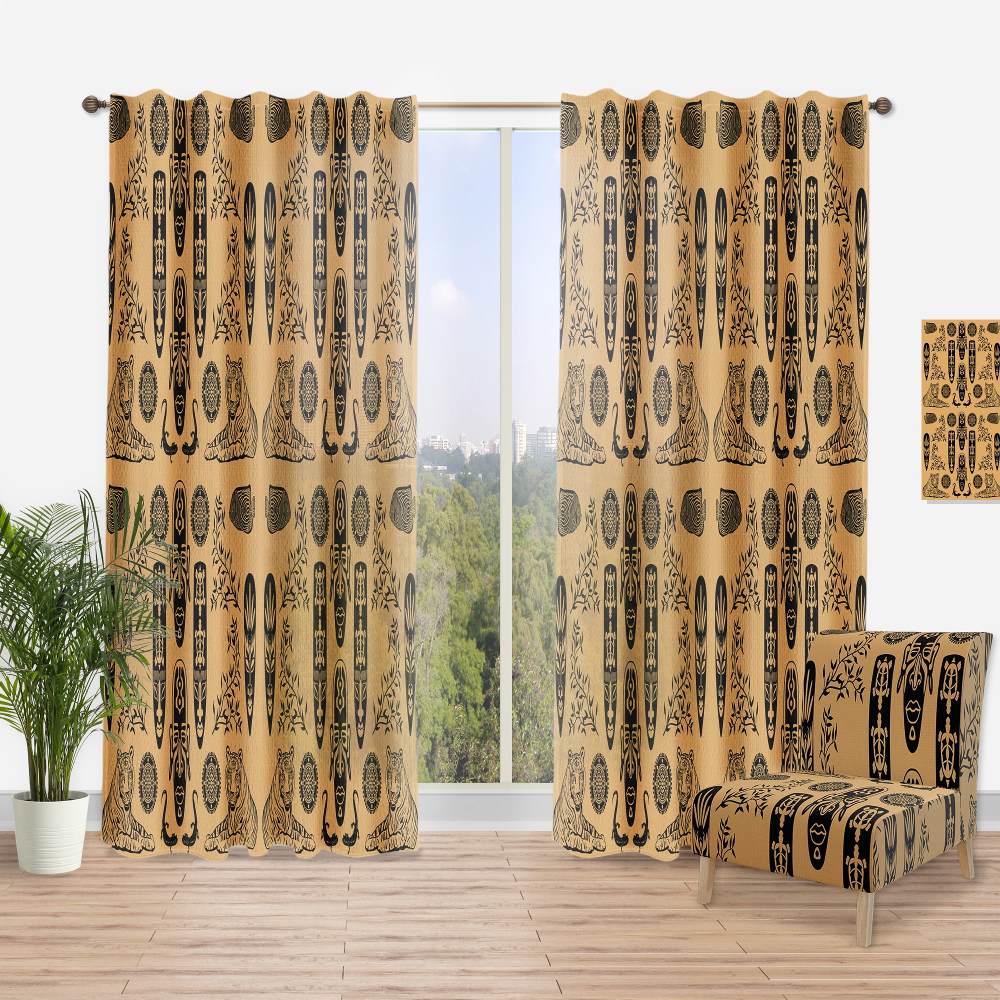 Designart 'Ethnic Afro Mask' African Curtain Panel