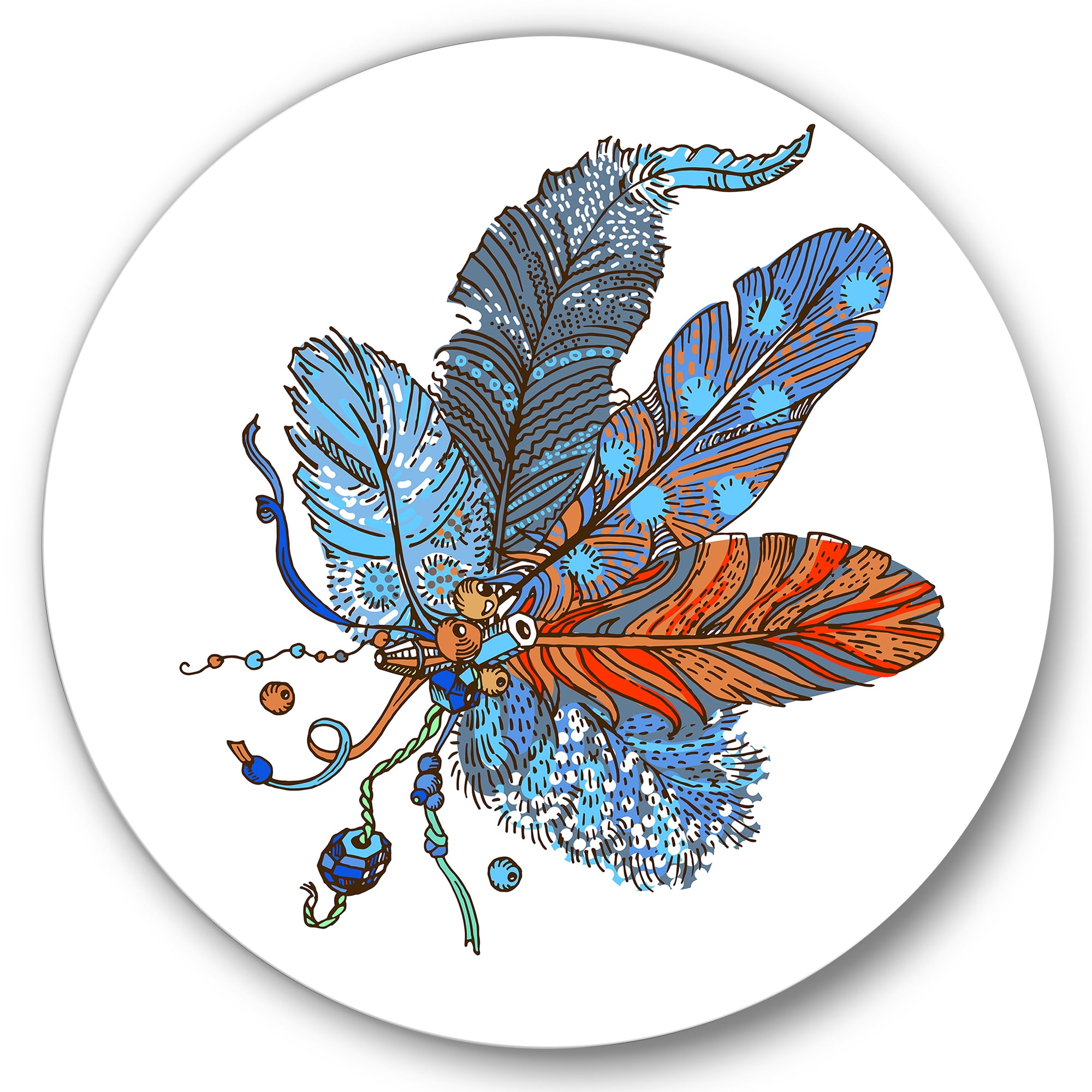 Designart 'Ethnic Boho Art Design' Bohemian & Eclectic Circle Metal Wall Art 36x36 - Disc of 36