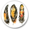 thumbnail image 1 of Designart 'Ethnic Boho Art Orange Feathers' Bohemian & Eclectic Circle Metal Wall Art 36x36 - Disc of 36, 1 of 5