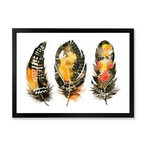 Designart 'Ethnic Boho Art Orange Feathers' Bohemian & Eclectic Framed Art Print