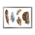 thumbnail image 1 of Designart 'Ethnic Boho Feathers In Earth Tones On White' Bohemian & Eclectic Framed Art Print, 1 of 4