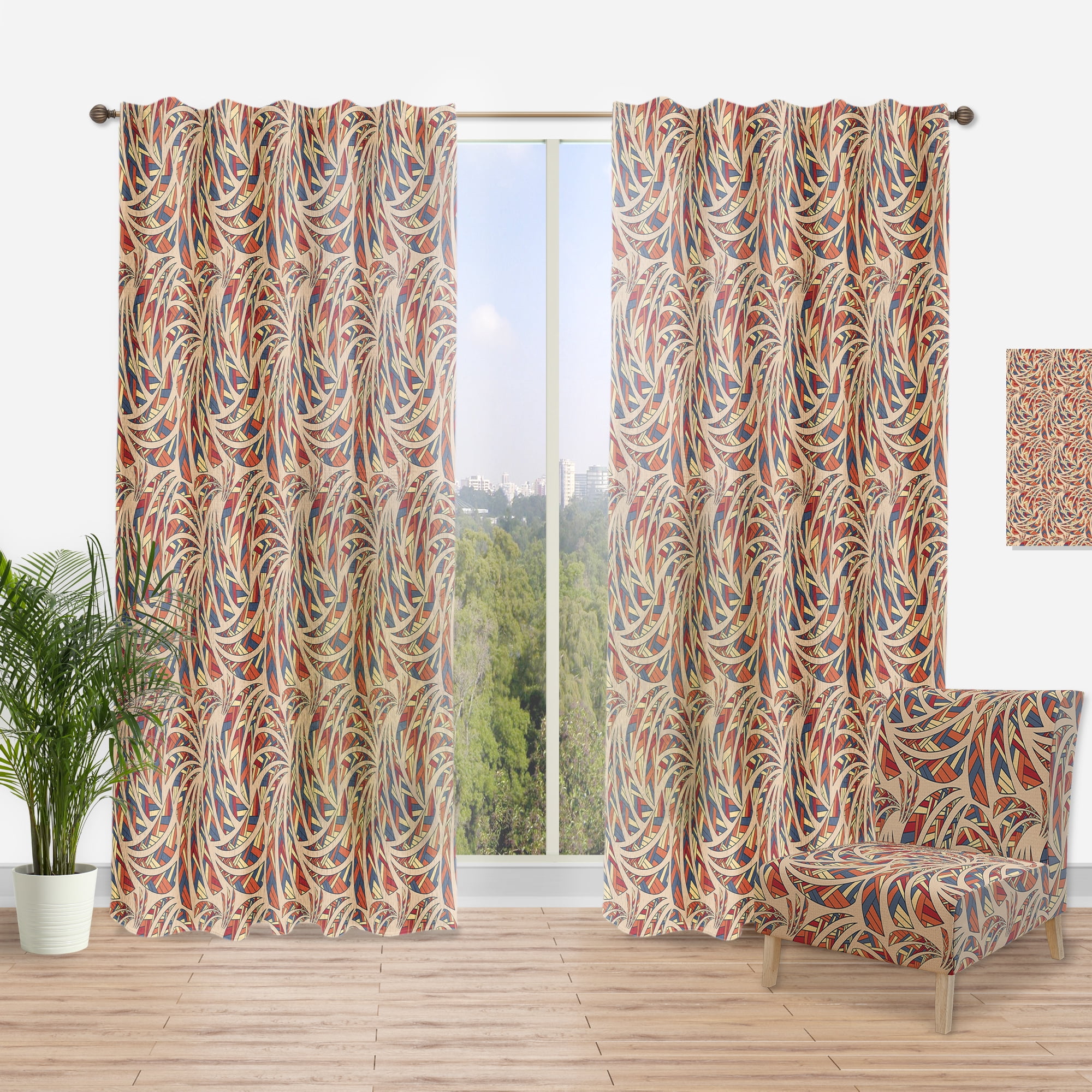 Designart 'Ethnic Botanical Pattern' Bohemian & Eclectic Curtain Panel
