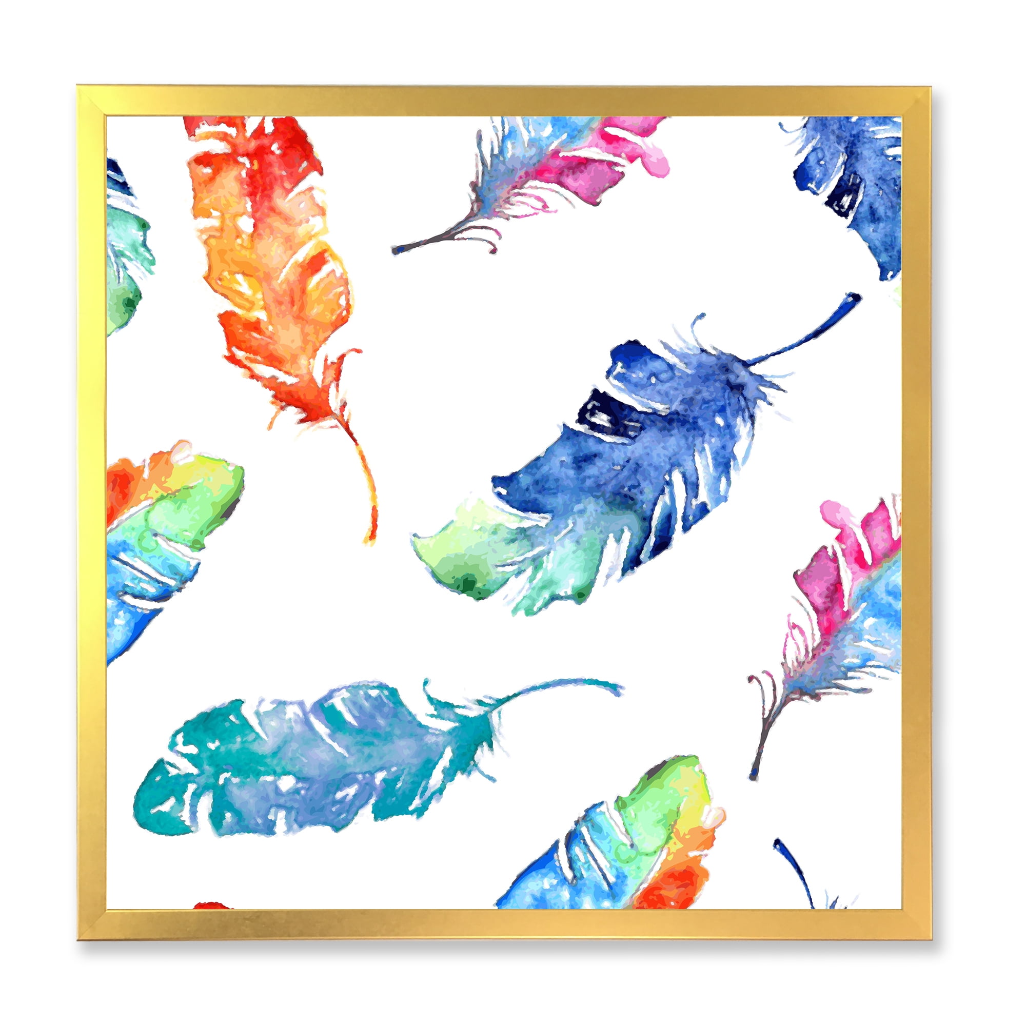 Designart 'Ethnic Colorful Feathers' Bohemian & Eclectic Framed Art Print