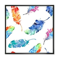 Designart 'Ethnic Colorful Feathers' Bohemian & Eclectic Framed Canvas Wall Art Print