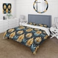 thumbnail image 1 of Designart "Ethnic Essence Chevron" Blue Chevron Bedding Covert Set - glam Bed Set With 2 Shams, 1 of 5