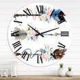 thumbnail image 1 of Designart 'Ethnic Feathers And Flowers On Native Arrows I' Bohemian & Eclectic Wall Clock, 1 of 5