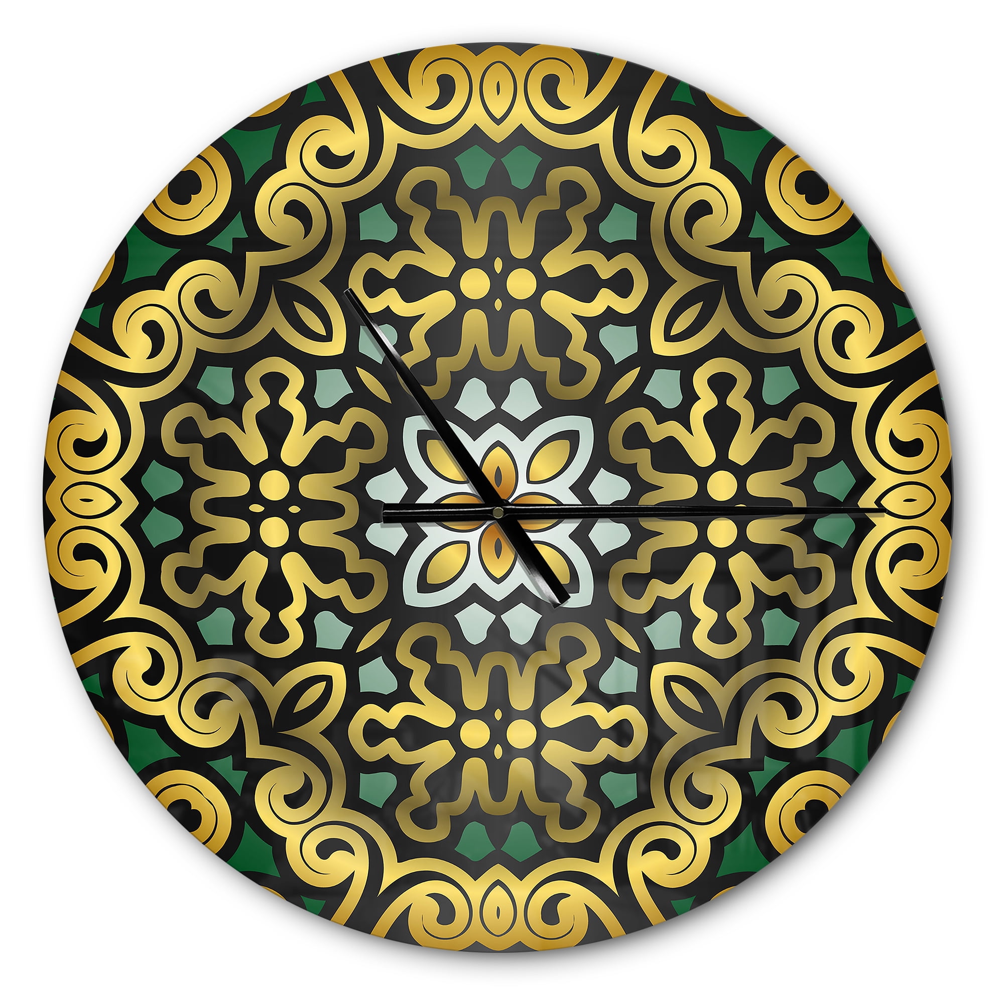 Designart 'Ethnic Floral Geometric Ornament ' Modern wall clock