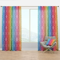 Designart 'Ethnic Floral Pattern On Rainbow' Bohemian & Eclectic Curtain Panel