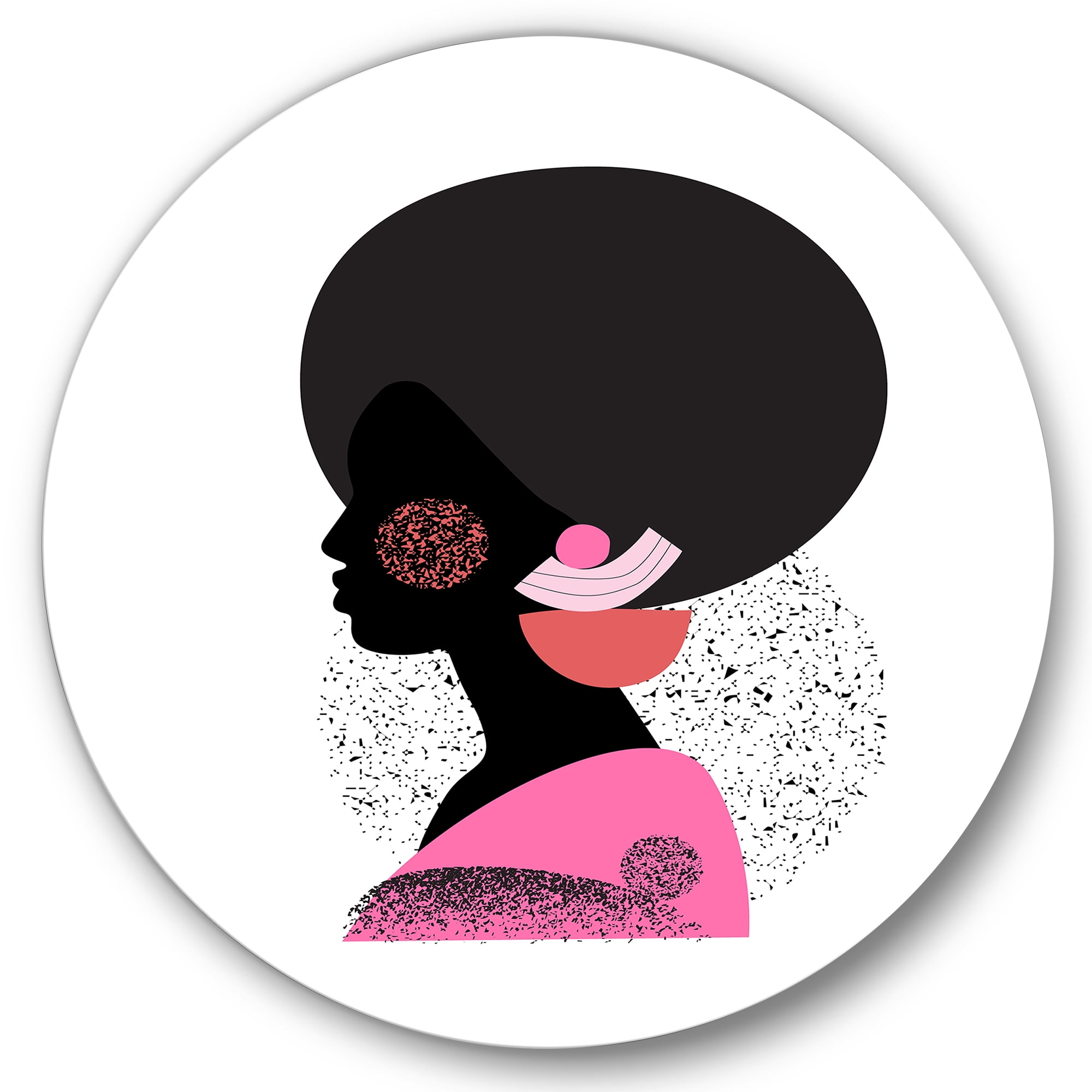 Designart 'Ethnic Geometric Silhouette of African American I' Modern Circle Metal Wall Art 29x29 - Disc of 29