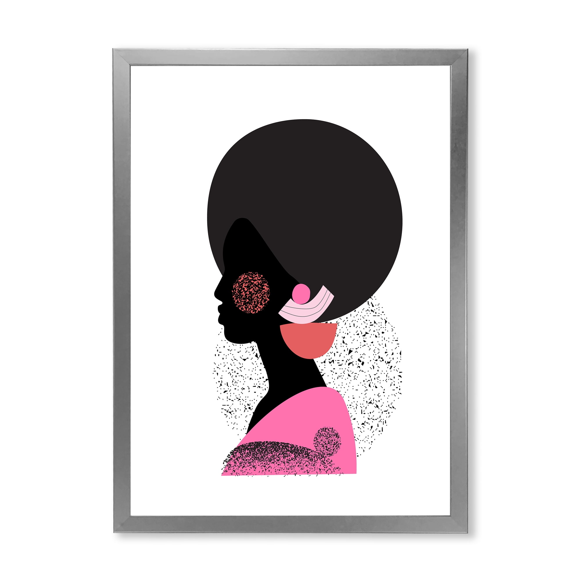 Designart 'Ethnic Geometric Silhouette of African American I' Modern Framed Art Print