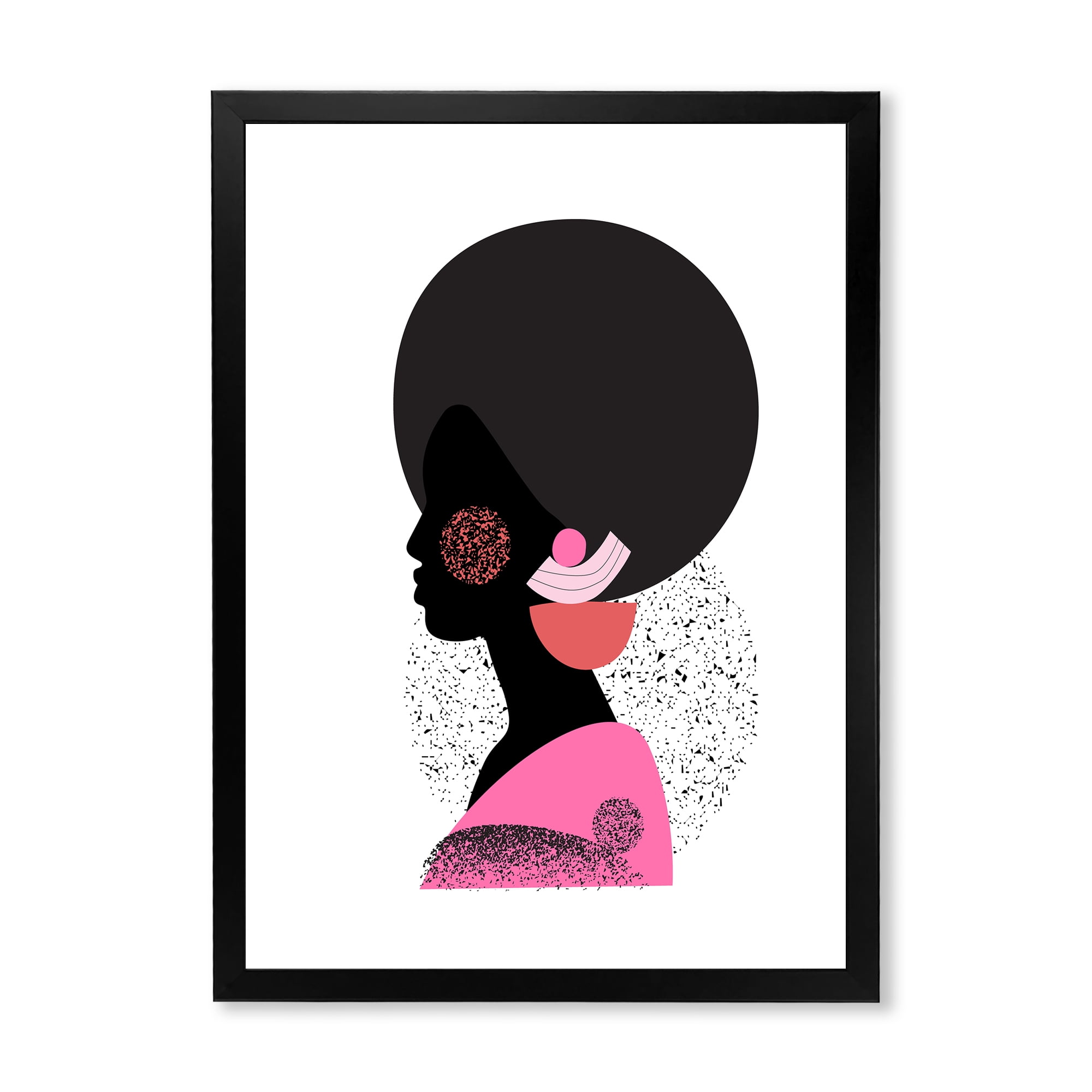 Designart 'Ethnic Geometric Silhouette of African American I' Modern Framed Art Print