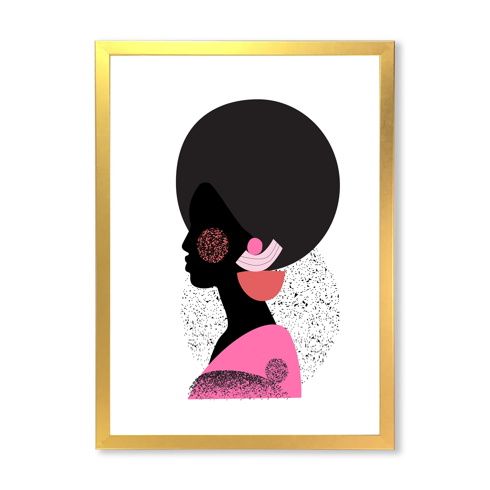 Designart 'Ethnic Geometric Silhouette of African American I' Modern Framed Art Print