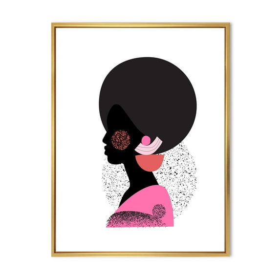 Designart 'Ethnic Geometric Silhouette of African American I' Modern Framed Canvas Wall Art Print