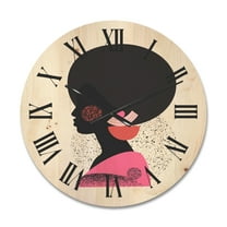Designart 'Ethnic Geometric Silhouette of African American I' Modern Wood Wall Clock