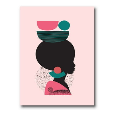 Designart ' Ethnic Geometric Silhouette of African American II ' Modern Canvas Wall Art Print