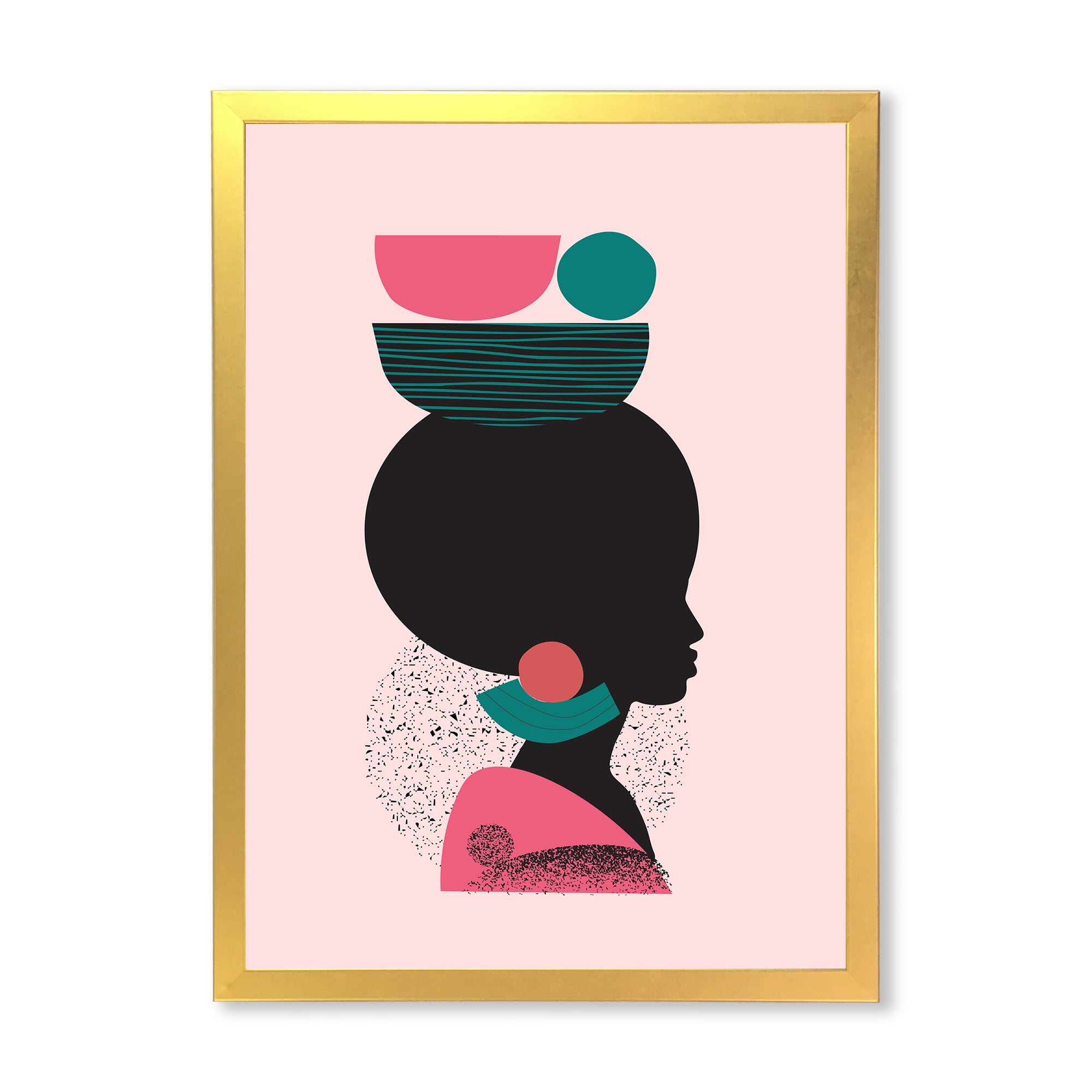 Designart 'Ethnic Geometric Silhouette of African American II' Modern Framed Art Print