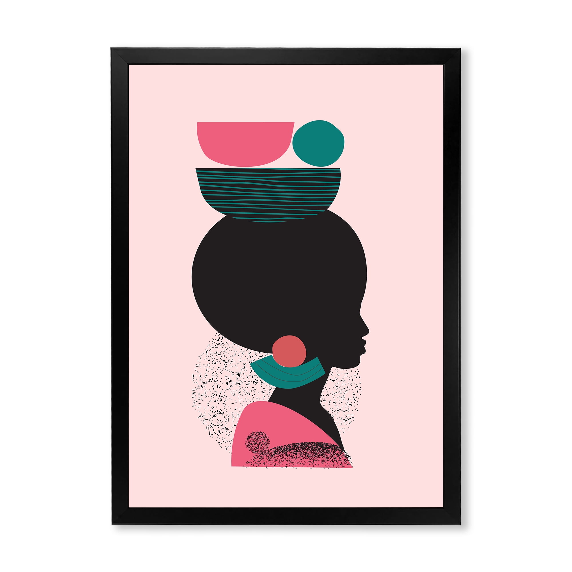 Designart 'Ethnic Geometric Silhouette of African American II' Modern Framed Art Print