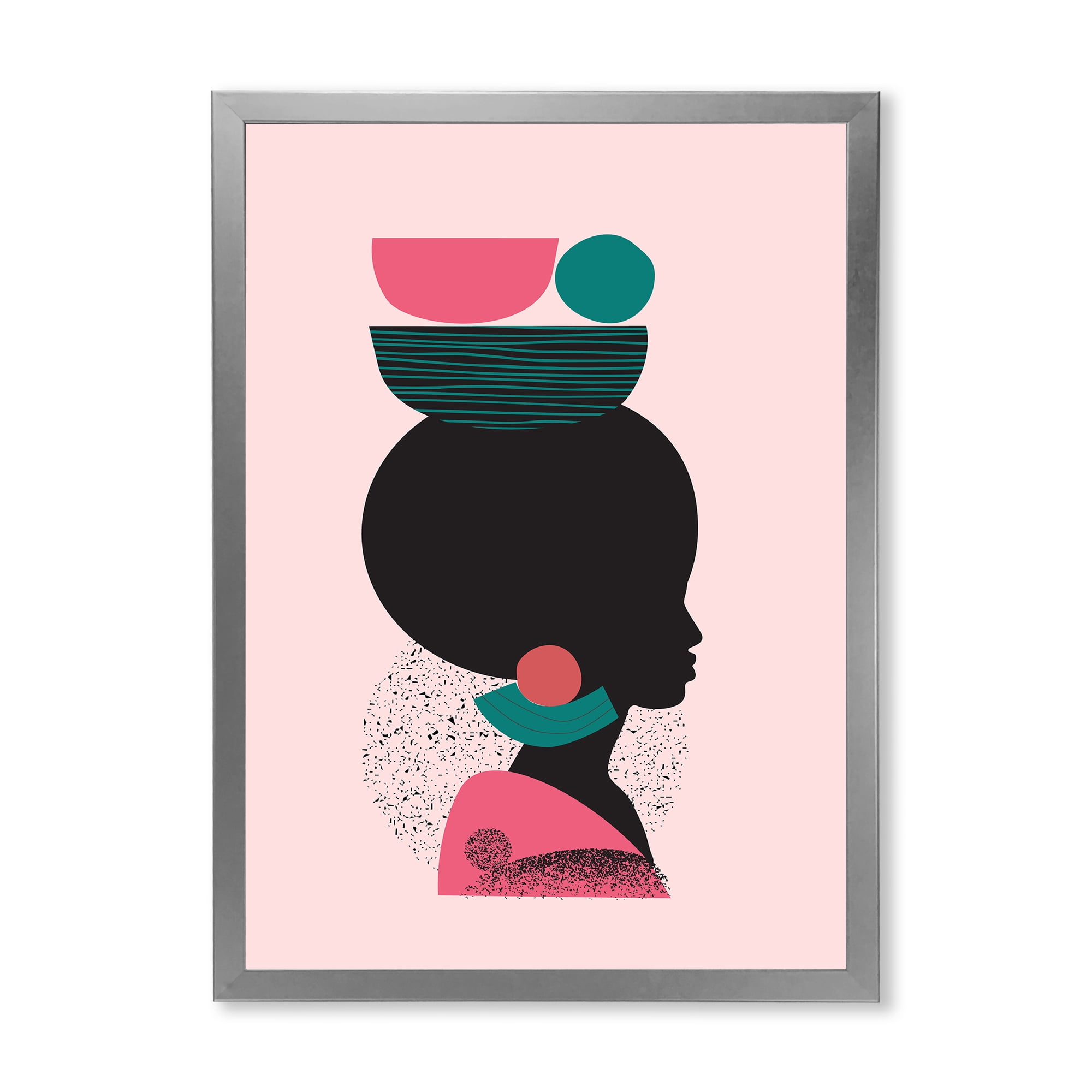 Designart 'Ethnic Geometric Silhouette of African American II' Modern Framed Art Print