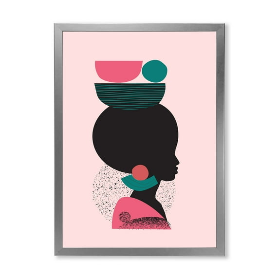 Designart 'Ethnic Geometric Silhouette of African American II' Modern Framed Art Print