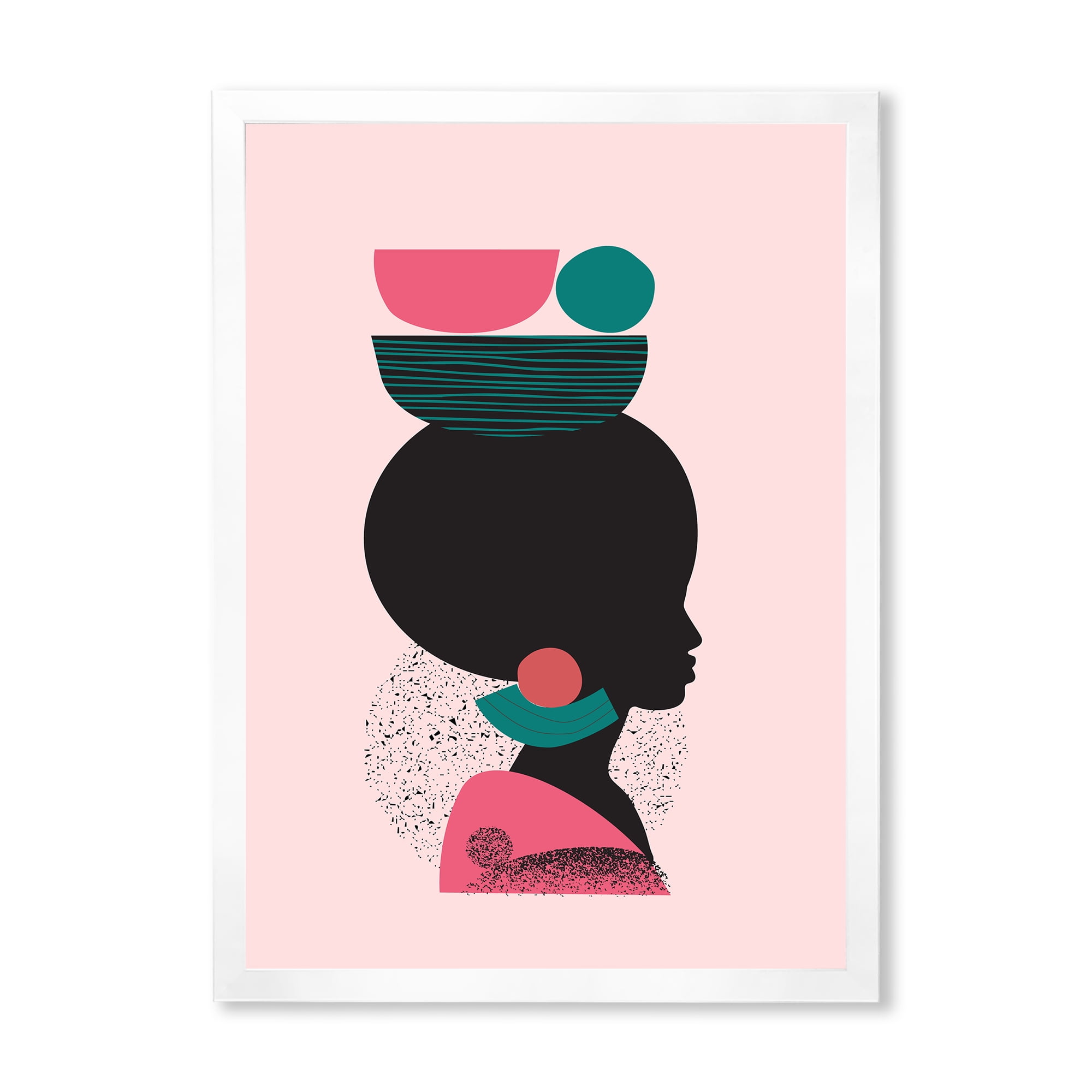 Designart 'Ethnic Geometric Silhouette of African American II' Modern Framed Art Print