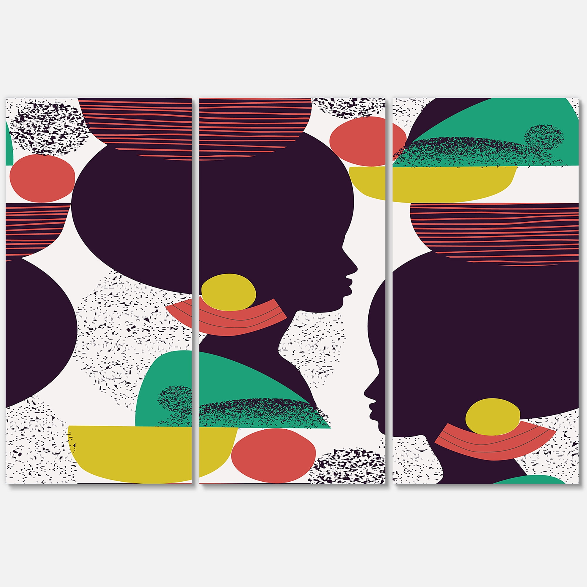 Designart ' Ethnic Geometric Silhouette of African American III ' Modern Canvas Wall Art Print