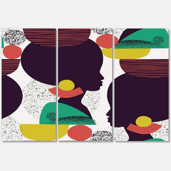 Designart ' Ethnic Geometric Silhouette of African American III ' Modern Canvas Wall Art Print