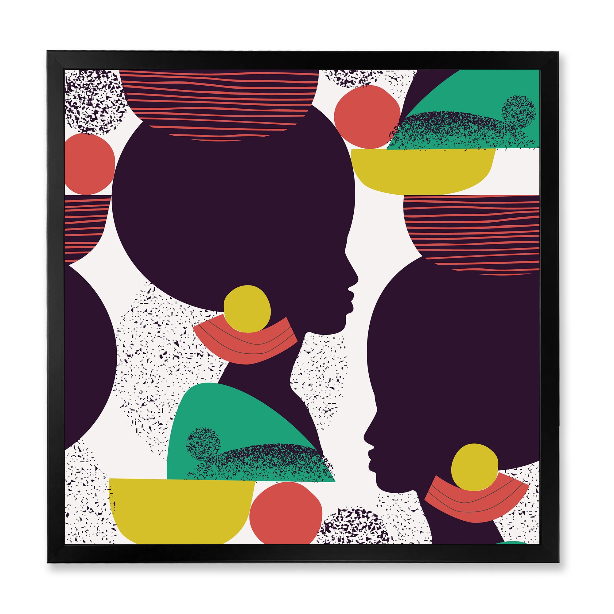 Designart 'Ethnic Geometric Silhouette of African American III' Modern Framed Art Print