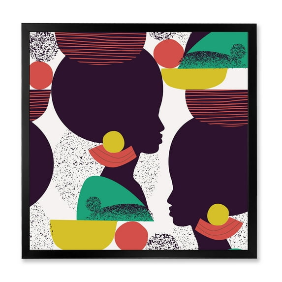 Designart 'Ethnic Geometric Silhouette of African American III' Modern Framed Art Print