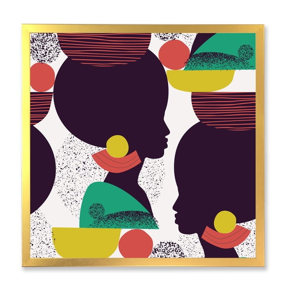 Designart 'Ethnic Geometric Silhouette of African American III' Modern Framed Art Print