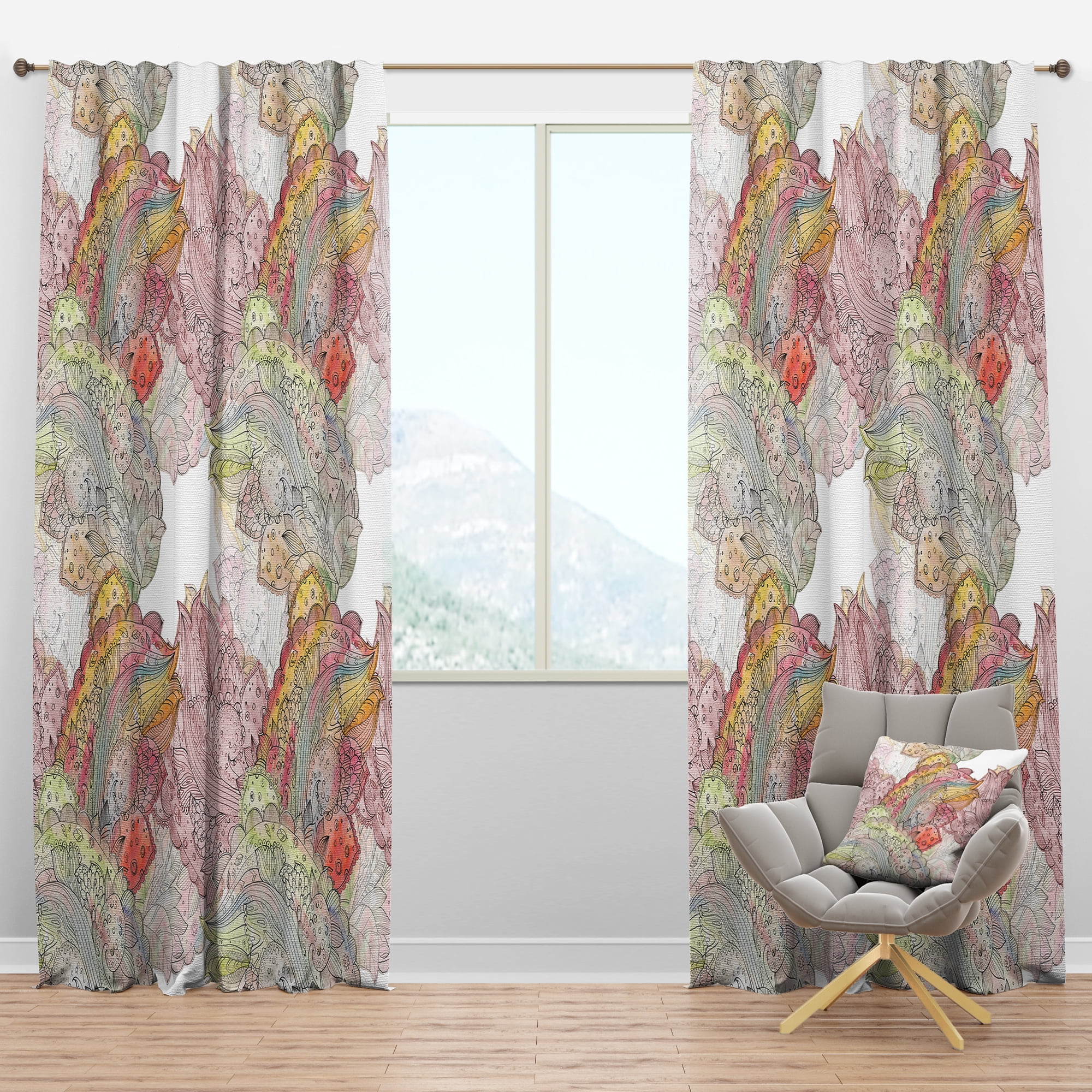 Designart 'Ethnic Motif With Watercolor' Bohemian & Eclectic Blackout Curtain Panel