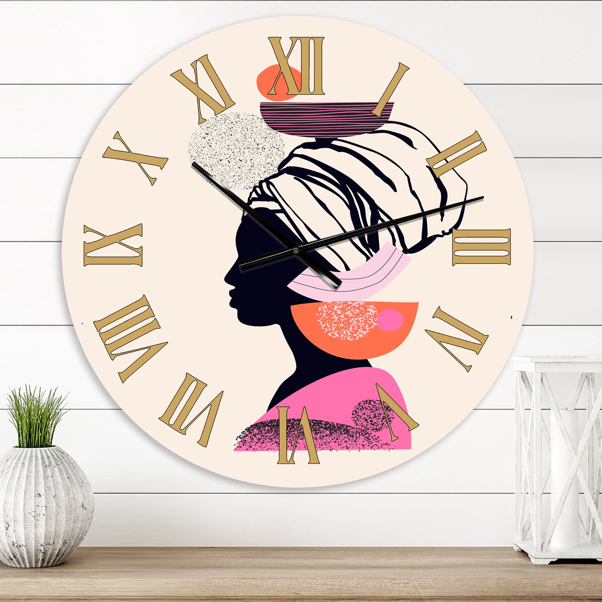 Designart 'Ethnic Portrait Of Afro American Woman' Modern Wall Clock