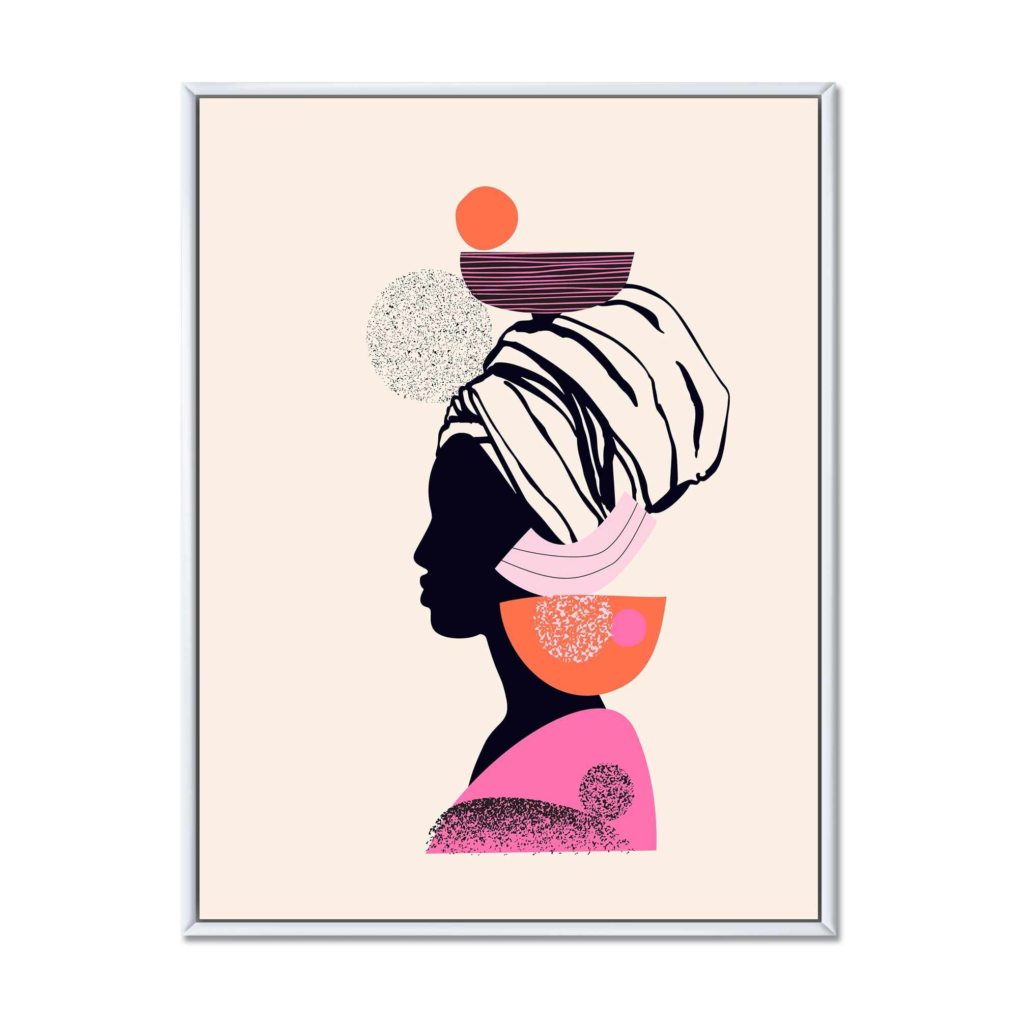 Designart 'Ethnic Portrait of African American Woman' Modern Framed Canvas Wall Art Print