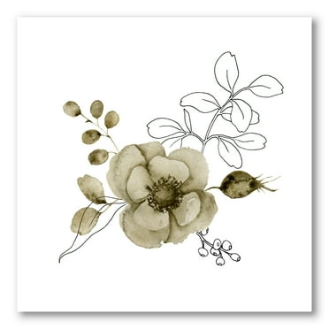 Designart ' Eucalyptus Branches With Anemone Bouquet Flower II ' Traditional Canvas Wall Art Print