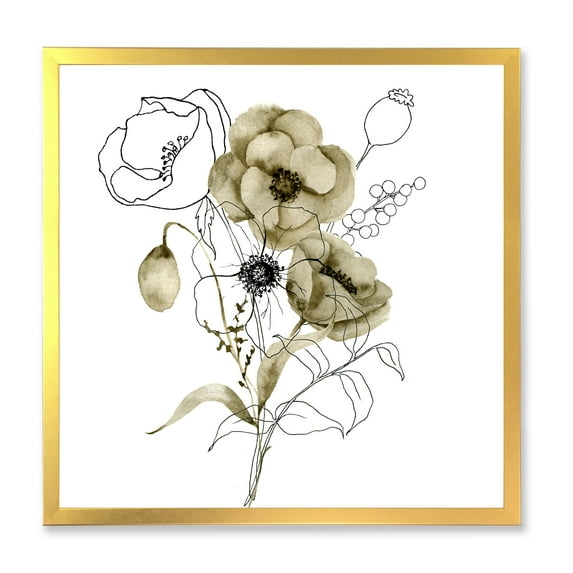 Designart 'Eucalyptus Branches With Anemone Bouquet Flower' Traditional Framed Art Print