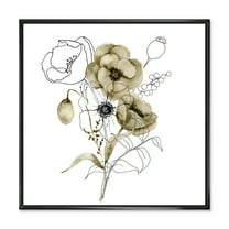 Designart 'Eucalyptus Branches With Anemone Bouquet Flower' Traditional Framed Canvas Wall Art Print