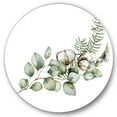 thumbnail image 1 of Designart 'Eucalyptus Branches With Christmas Bouquet' Traditional Circle Metal Wall Art 36x36 - Disc of 36, 1 of 5