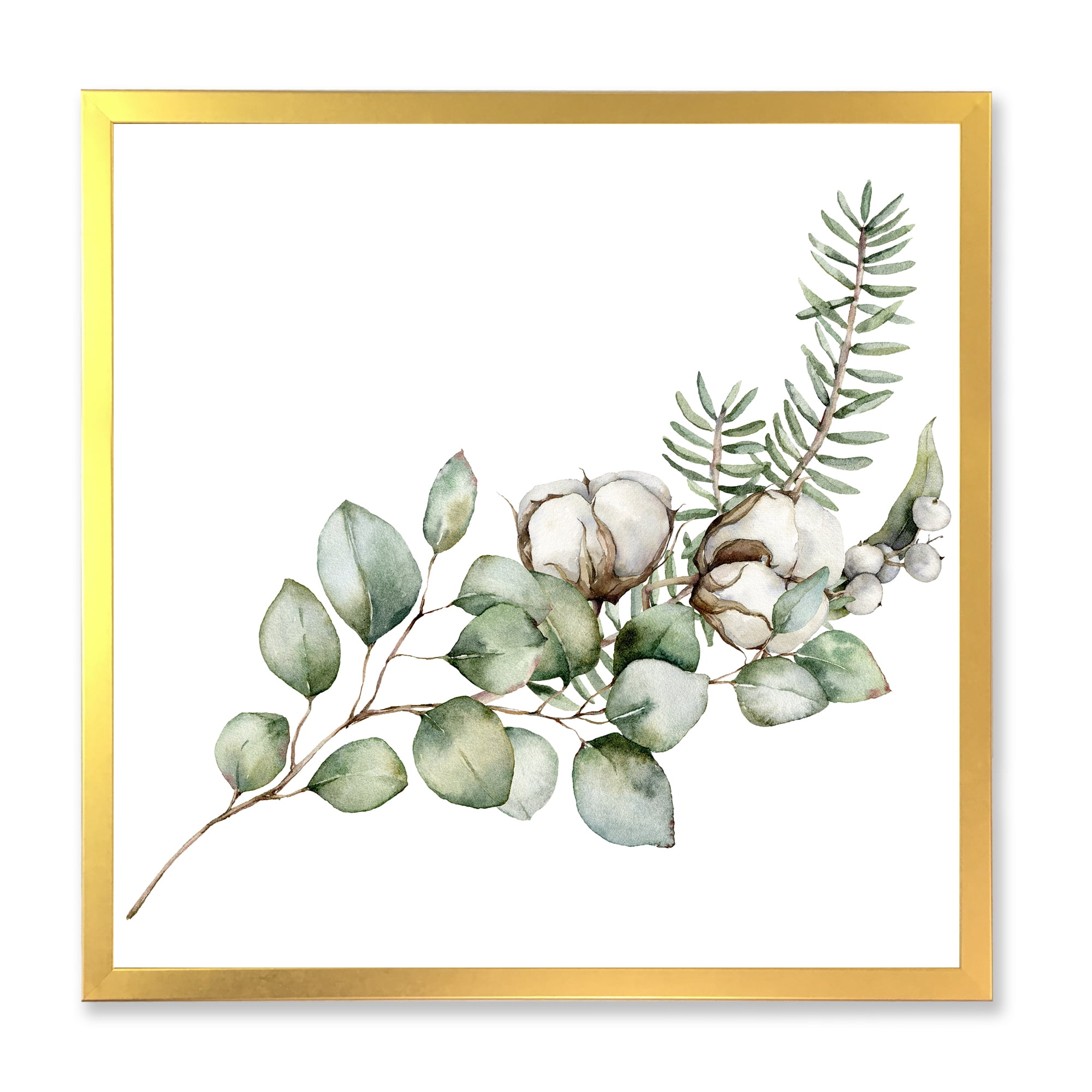 Designart 'Eucalyptus Branches With Christmas Bouquet' Traditional Framed Art Print