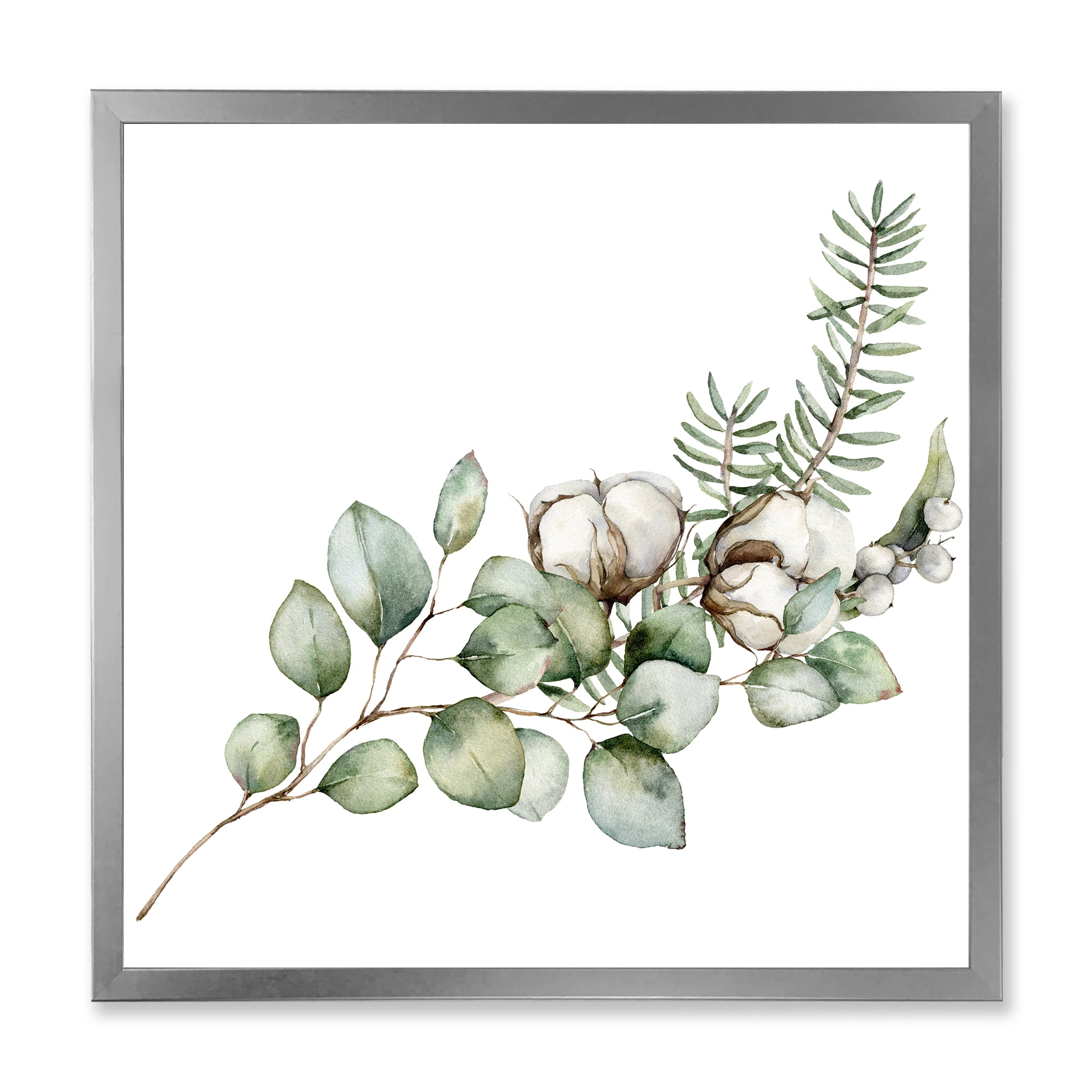 Designart 'Eucalyptus Branches With Christmas Bouquet' Traditional Framed Art Print