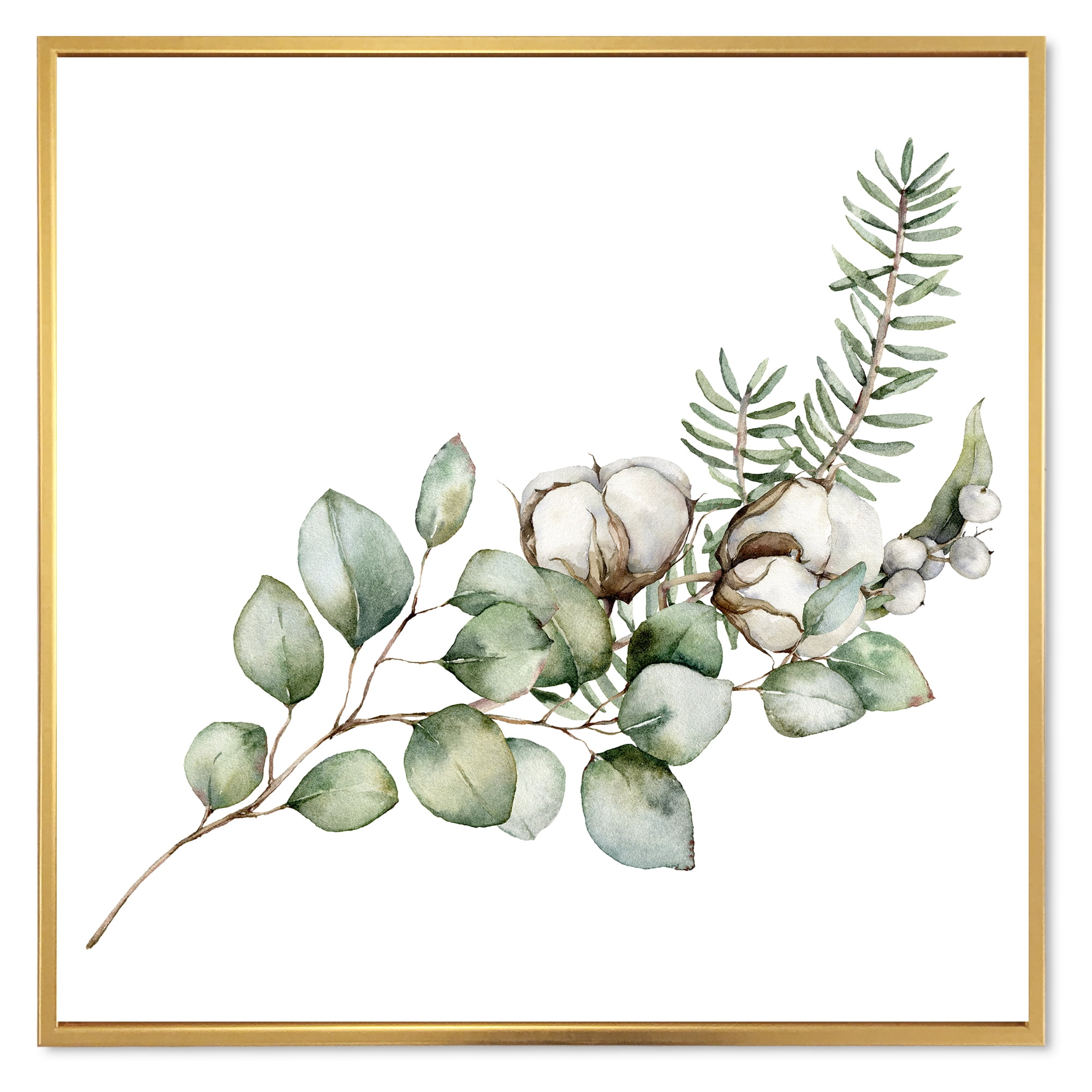 Designart 'Eucalyptus Branches With Christmas Bouquet' Traditional Framed Canvas Wall Art Print