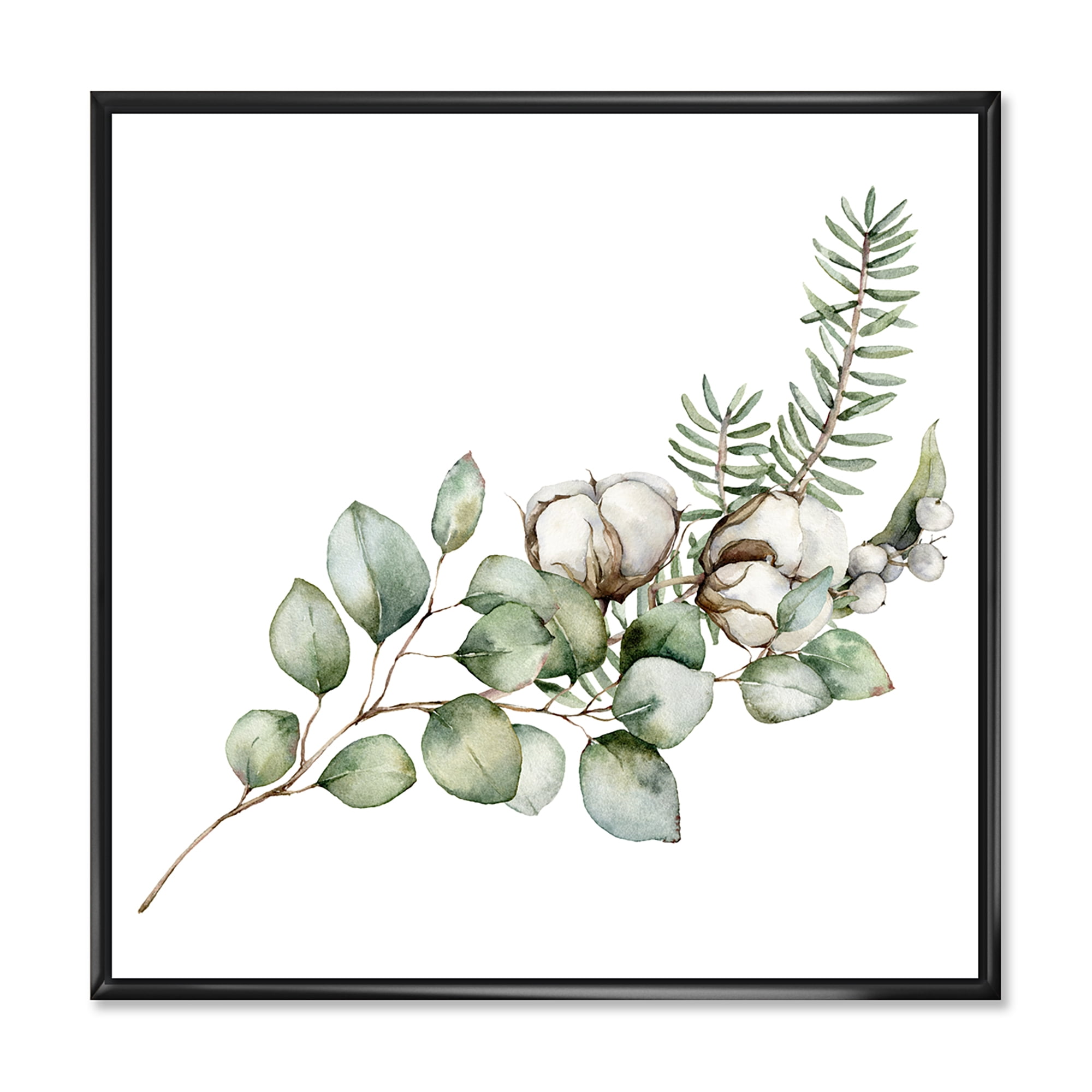 Designart 'Eucalyptus Branches With Christmas Bouquet' Traditional Framed Canvas Wall Art Print