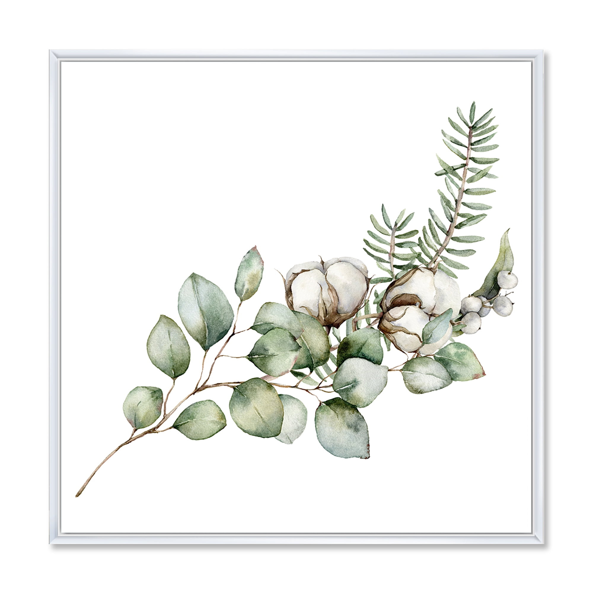 Designart 'Eucalyptus Branches With Christmas Bouquet' Traditional Framed Canvas Wall Art Print