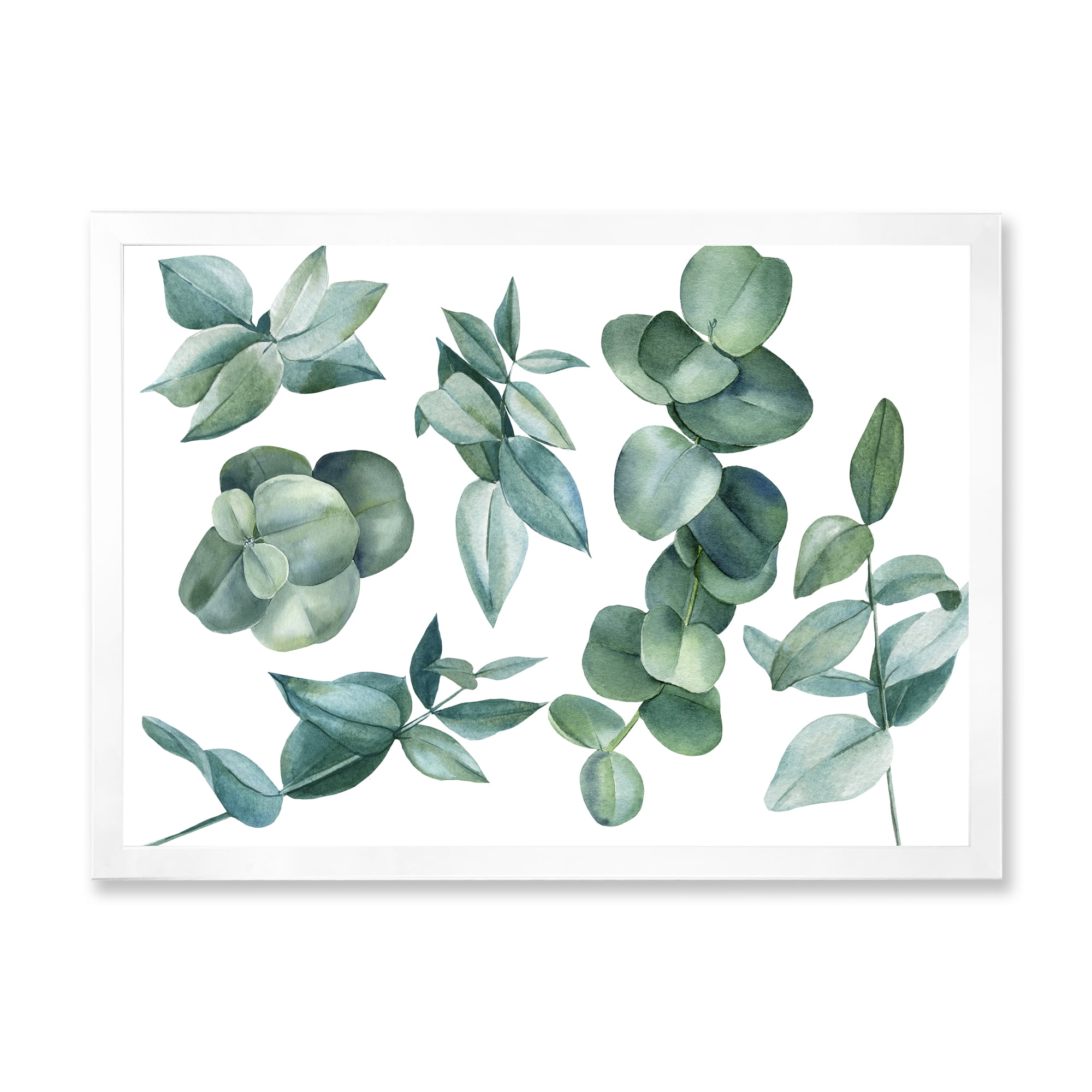 Designart 'Eucalyptus Leaves In Dark Green ' Traditional Framed Art Print