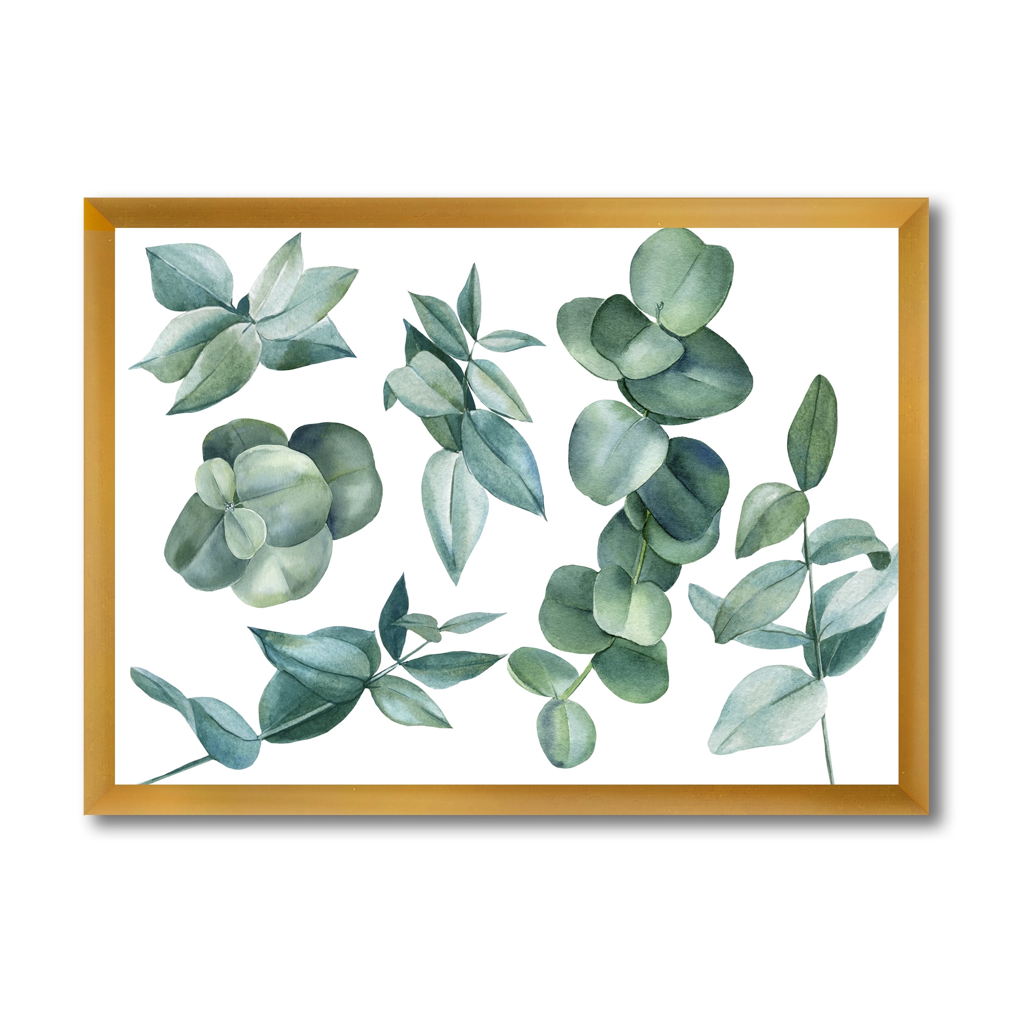 Designart 'Eucalyptus Leaves In Dark Green ' Traditional Framed Art Print